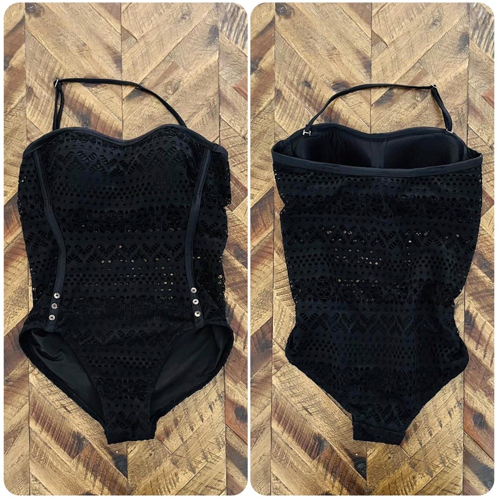 Black Lace One-Piece Swimsuit